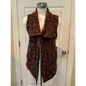 Dolan Blackletter T-Shirt Red & Gray Knit Patterned Vest, Size Medium